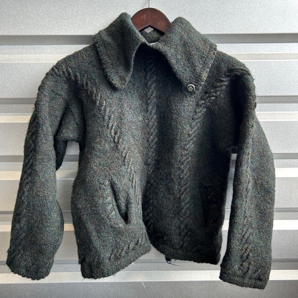 Vintage Mens Large Robert Comstock Wool Blend Knit Button Down Collar Sweater - Picture 1 of 8